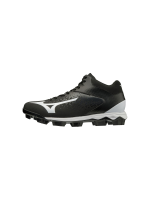 Mizuno Men's Select Nine Tpu Mid Molded Baseball Cleat Mens Size 11.5 In Color Black-white (9000)