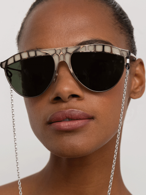 Huston Aviator Sunglasses In White Gold