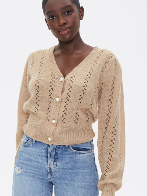 Faux Pearl Cardigan Sweater