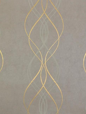 Aurora Wallpaper In Khaki And Gold By Antonina Vella For York Wallcoverings