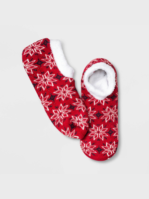 Women's Holiday Double Lined Cozy Booties - A New Day™ Red 4-10