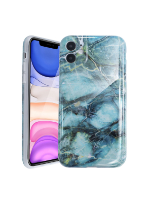 Glossy Marble Case For Iphone 11 6.1 Inch (2019), Soft Flexible Slim Tpu Gel Rubber Smooth Cover, Shockproof And Anti-scratch, Green Marble By Insten