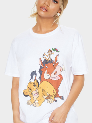 White Disney Timon & Pumbaa Print Oversized T...