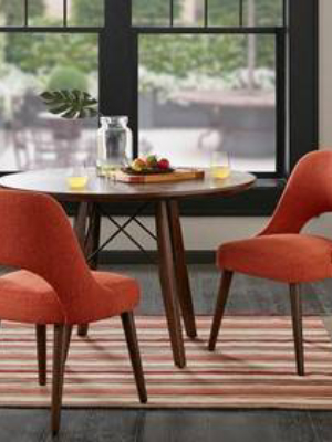 Set Of 2 Nola Dining Chair Orange/dark Brown