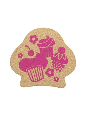 Crowded Coop, Llc Single Retro Cork Drink Coaster - Cupcake Cluster