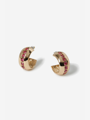 **chubby Stone Hoop Earrings