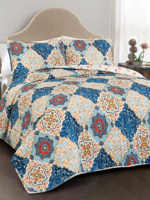 Blue Brooke Quilt Set - Lush Décor