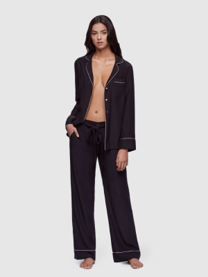 Silk Pj Pant Black/champagne