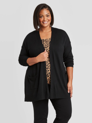 Women's Plus Size Open Neck Lightweight Cardigan - Ava & Viv™