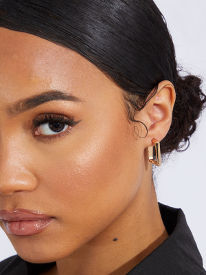 Gold Mini Chunky Square Hoop Earrings