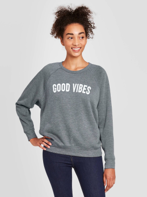 Women's Good Vibes Graphic Sweatshirt - Gray