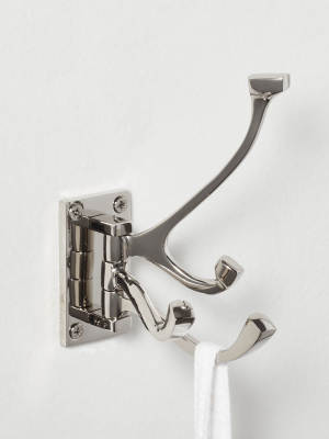 Polished Nickel 3-prong Swivel Towel Hook