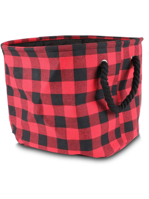 Buffalo Plaid Round Woven Baskets For Storage (15 X 15 X 12 In)