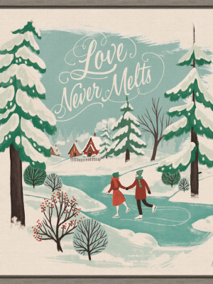 16" X 16" Winter Bliss V Ice Skating By Janelle Penner Framed Canvas Wall Art - Amanti Art