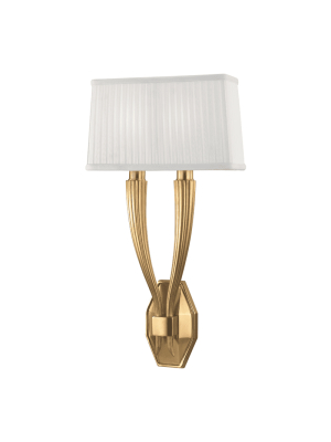 Erie 2 Light Wall Sconce Aged Brass