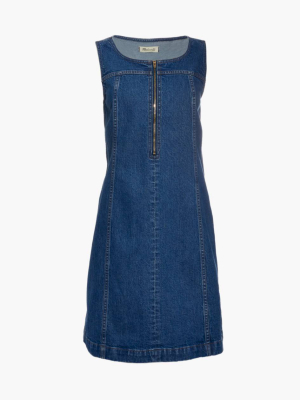 Denim Seamed Zip Mini Dress