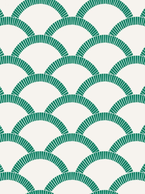 Mosaic Scallop Self-adhesive Wallpaper In Emerald Green Design By Tempaper