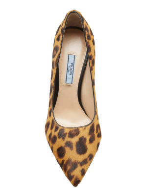 Leopard Print Pointed-toe Leather Pumps