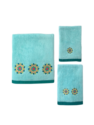 3pc Ariel Medallion Bath Towel Set Green - Allure Home Creation