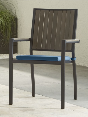 Alfresco Ii Grey Dining Arm Chair With Sapphire Sunbrella ® Cushion