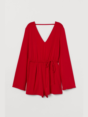 Trumpet-sleeved Romper