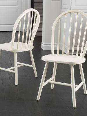 Set Of 2 Countryside High Back Spindle Dining Chair Antique White - Christopher Knight Home