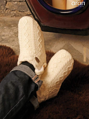 Kids Cable Knit Boot Slippers