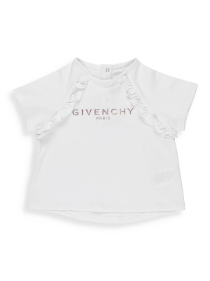 Givenchy Kids Logo Embroidered Ruffle Detail T-shirt