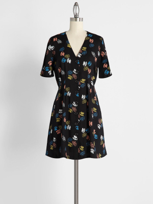 Dial Me Up Buttoned A-line Dress