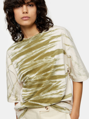 **khaki Tie Dye T-shirt By Topshop Boutique