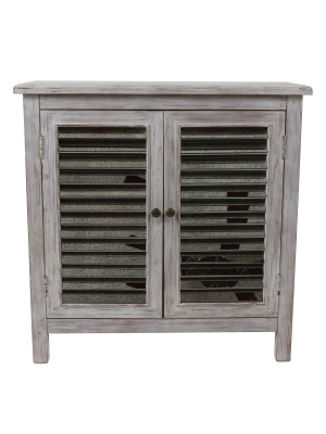 Two Door Mirrored Accent Chest Pearl - Décor Therapy