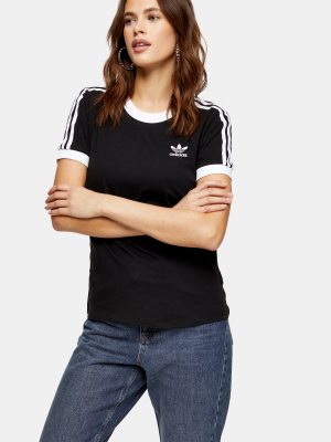 Black Ringer Three Stripe T-shirt By Adidas
