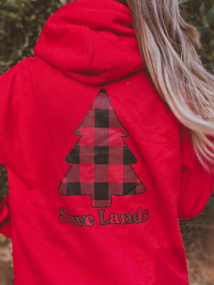 Red Red Plaid Tree Hoodie (back Print)