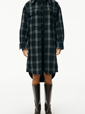 Chester Plaid Oversized Wool-blend Shirt Coat