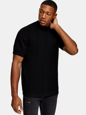 Black Stitch Turtle Neck Knitted Sweater