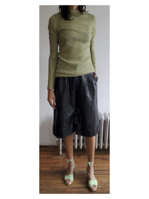 Pleated Shorts - Washed Faux Leather