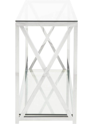 Hanna Chrome Console With Glass Top Chrome