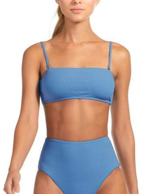 Vitamin A Ecorib Mila Bandeau Bikini Top In Mediterranean Blue