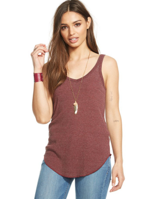 Triblend Double V Neck Shirttail Rib Tank