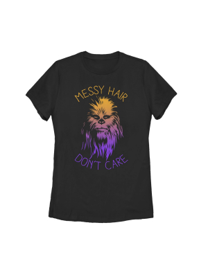 Women's Star Wars Messy Hair Don't Care Chewie T-shirt