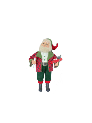 Kurt Adler 36" Kringle Klaus Red And Green Elf With Toy Car