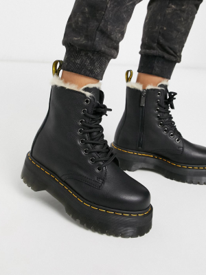 Dr Martens Jadon Fur Lined Chunky Ankle Boot In Black