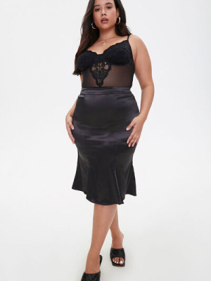 Plus Size Satin Mermaid Skirt