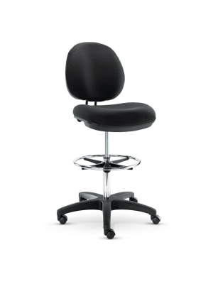 Alera Interval Series Swivel Task Stool, Pvc-free Faux Leather, Black In4616