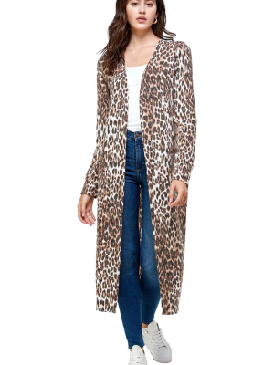 Leopard Patterned Long Duster