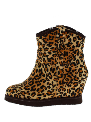 Wynter-1 Camel Leopard Velvet Boot