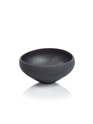 Matana Sand Small Organic Tall Black Ceramic Bowl