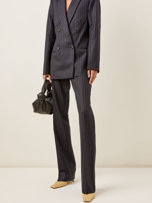 Pinstriped Wool Blazer