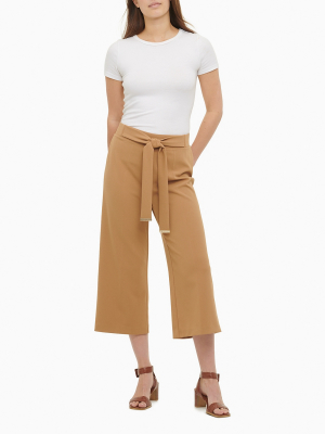 Tie Belt Wide Leg Culottes