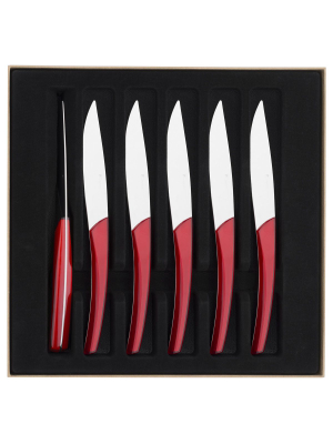 Quartz Set Of 6 Steak Knives In Various Colors